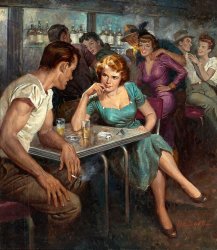 Vintage Painting Women and Man 1900s Meme Template