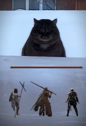 Cat mountain in Dark Souls Meme Template