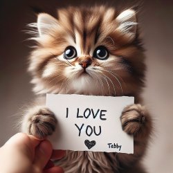 A cute kitton saying a wov you to a person named tabby Meme Template