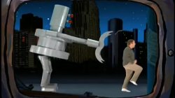 Robot chasing guy Meme Template