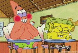 Spongebob and Patrick laughing in class Meme Template