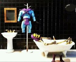 Skeletor in bathtub Meme Template