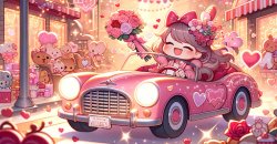 Gacha girl and pink car Meme Template