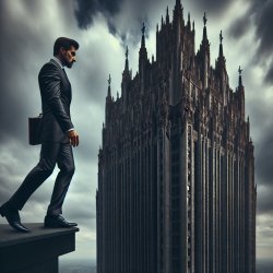 Person in business suit about to walk off a skyscraper Meme Template