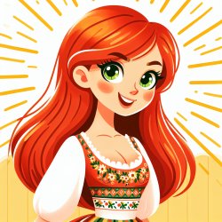 traditional redhead young women cartoon covered sun dress Meme Template