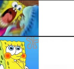 screaming spongebob vs quiet spongebob Meme Template