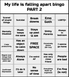 My life is falling apart bingo Part 2 Meme Template