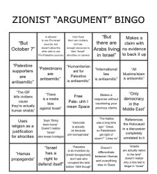 Zionist “argument” bingo Meme Template