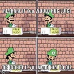 Hug for Luigi Meme Template