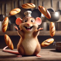 ratatouille looking confused with baguettes spinning around his Meme Template