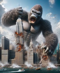 King Kong Ripping Up Skyscrapers in Manhattan Meme Template