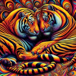 One Tiger and one tigress cuddling Meme Template