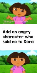 Who says no to dora? Meme Template