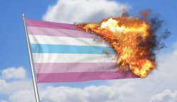 Burning the femboy flag Meme Template