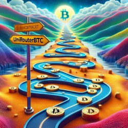 A picture of a winding road with Bitcoin logos along the path. A Meme Template