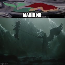ariel is crying for mario Meme Template