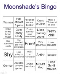 Moonshade's Bingo Meme Template