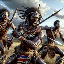 Zulu Tribesmen attacking with spears Meme Template