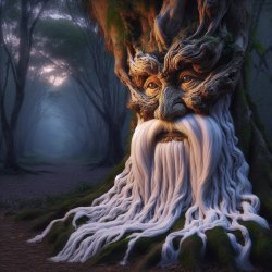 a wise old mystical tree with a face and a  long white beard Meme Template