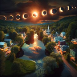 Eclipse Path of Totality Through a Vermont Town Meme Template