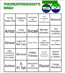 TheCreativeKid2007's Official Bingo Meme Template