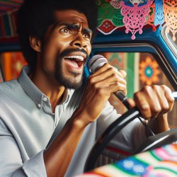 Black guy singing Mexican music in car Meme Template