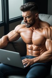 muscle man laptop Meme Template