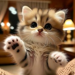 adoreable kitten reaching for its owner with its paws above itse Meme Template