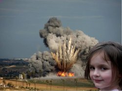 Girl standing in front of explosion Meme Template