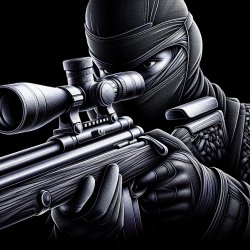 A ninja in black with sniper  crypto Meme Template