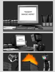 Mr. Puzzles Throwing A Computer into a garbage bin Meme Template