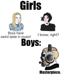 Boys' taste in music Meme Template