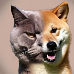 Cat fused with doge Meme Template