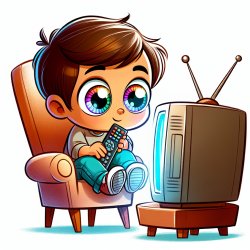 cute boy sitting on chair watching tv Meme Template