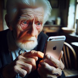 old person looking at a iphone Meme Template