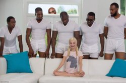 six black guys one white girl on couch Meme Template