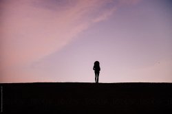Young woman’s silhouette looking into distance Meme Template