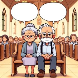 Old couple in church smiling Meme Template