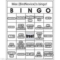 Mex (Bird) Bingo! Meme Template