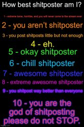How best shitposter I’m I? Meme Template