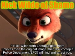 Nick Wilde of Shame Meme Template