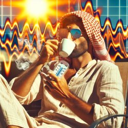 A man drinking coffee in a high heat temperature Meme Template