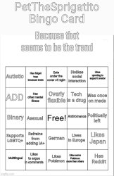 PetTheSprigatito Bingo Card Meme Template