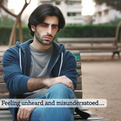 A person sitting alone on a park bench, looking dejected. Captio Meme Template