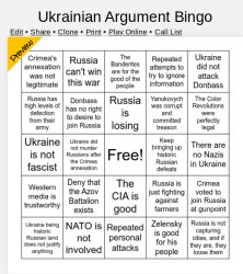 Ukrainian Argument Bingo Meme Template
