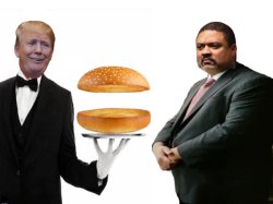 Trump serves Alvin Bragg a big nothing burger Meme Template