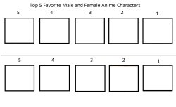 top 5 favorite male and female anime characters Meme Template