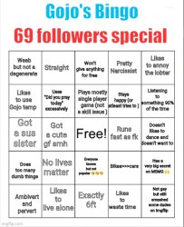 Gojo's bingo Meme Template