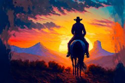Cowboy sunset Meme Template