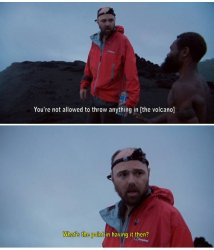 Karl Pilkington Volcano Meme Template